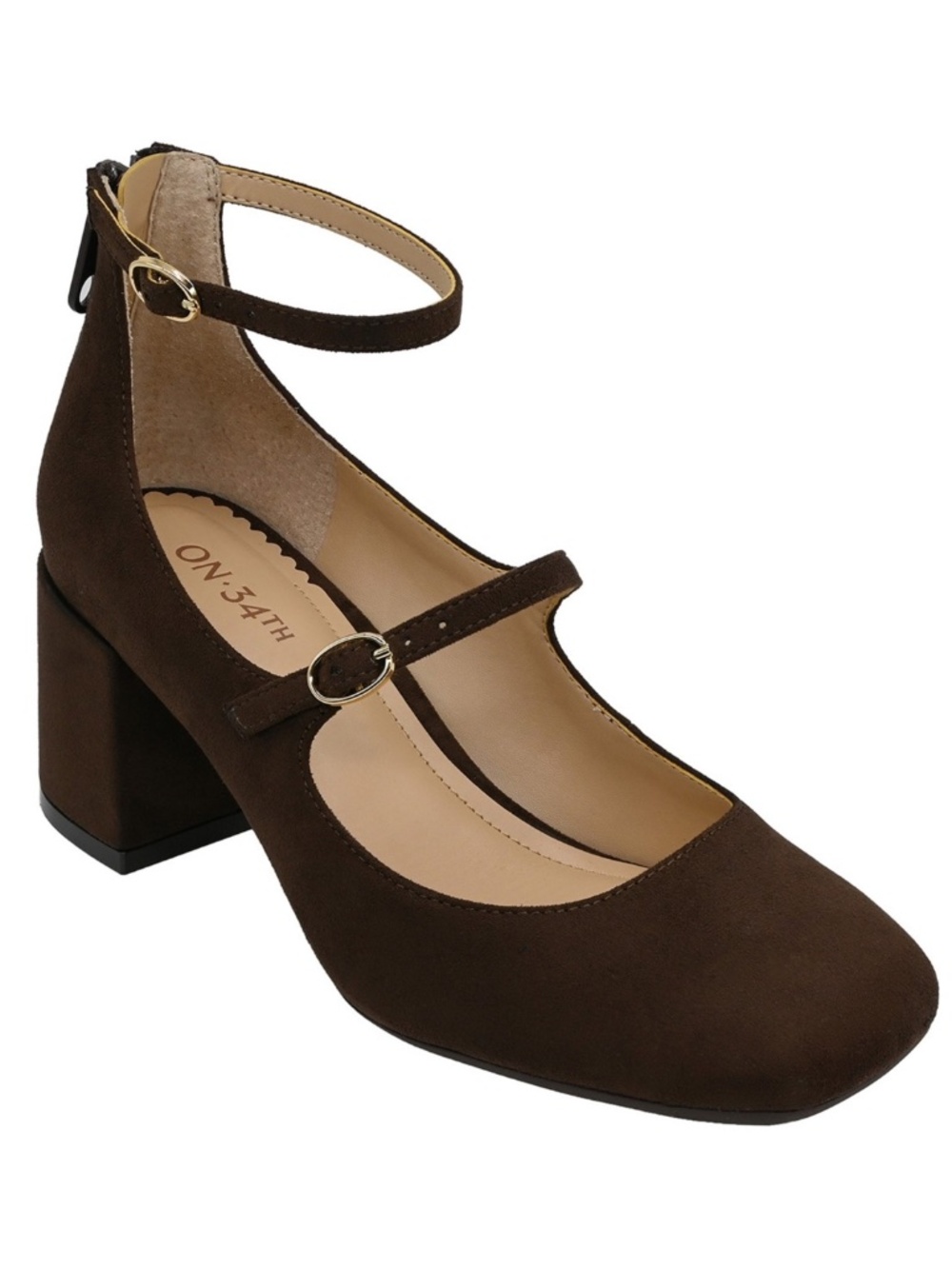 On 34th Women's Tonii Mary Jane Ankle-Strap Pumps Rich Truffle Micro